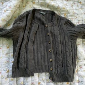 green cropped sweater